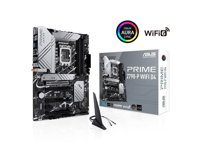 ASUS Prime Z790-P WiFi D4 LGA 1700 (Intel 12th&13th Gen) ATX Motherboard (PCIe 5.0, DDR4, 14+1 DrMOS, 3x M.2, WiFi 6, Bluetooth v5.2, 2.5Gb LAN, Front Panel USB 3.2 Gen 2 USB Type-C, Thunderbolt 4 (USB4) Support, Arua Sync)