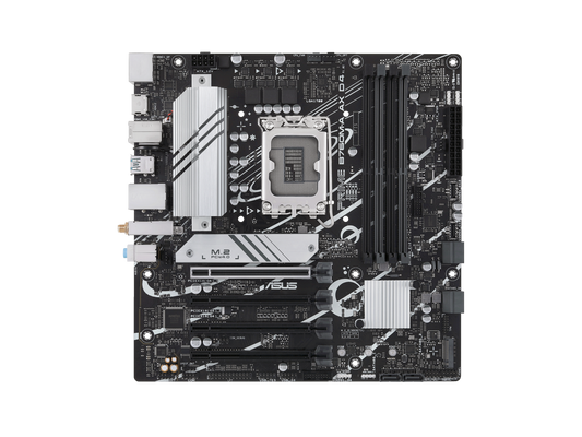 ASUS PRIME B760M-A AX D4 Intel B760 (LGA 1700)((13th and 12th Gen) mATX motherboard, PCIe 4.0, two M.2 slots, Realtek 2.5Gb Ethernet, Wi-Fi 6, DisplayPort, Dual HDMI, SATA 6 Gbps, rear USB 3.2 Gen 2, front USB 3.2 Gen 1 Type-C, Aura Sync