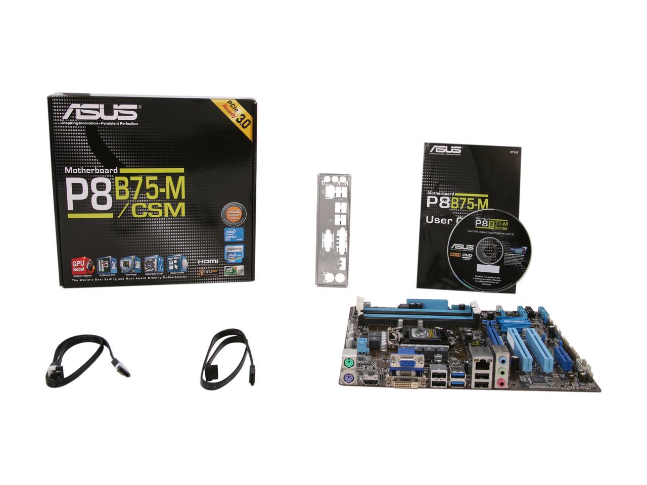 ASUS P8B75-M/CSM LGA 1155 Intel B75 HDMI SATA 6Gb/s USB 3.0 Micro ATX Intel Motherboard