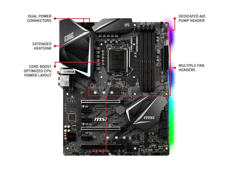 MSI MPG Z390 GAMING EDGE AC LGA 1151 (300 Series) Intel Z390 SATA 6Gb/s ATX Intel Motherboard
