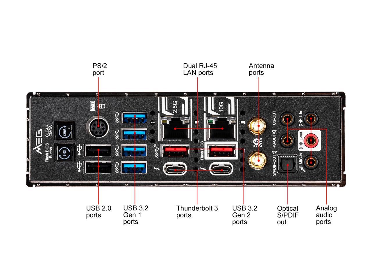 MSI MEG Z490 GODLIKE LGA 1200 Intel Z490 SATA 6Gb/s Extended ATX Intel Motherboard