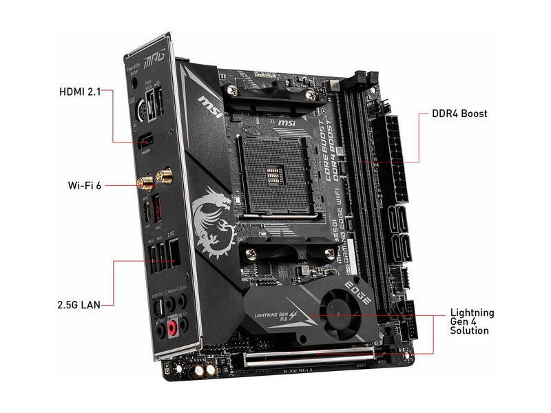 MSI MPG B550I GAMING EDGE WIFI AM4 AMD B550 SATA 6Gb/s Mini ITX AMD Motherboard