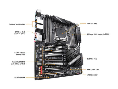 GIGABYTE X299-WU8 LGA 2066 Intel X299 Motherboard with 7 PCIe x16 Slots and Dual Intel Server LAN