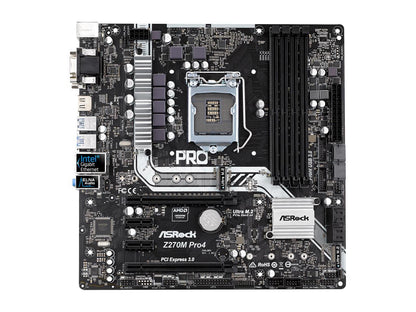 ASRock Z270M Pro4 LGA 1151 Intel Z270 HDMI SATA 6Gb/s USB 3.1 Micro ATX Motherboards - Intel