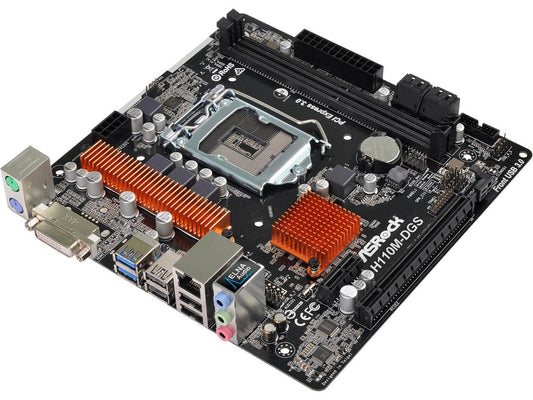 ASRock H110M-DGS R3.0 LGA 1151 Intel H110 SATA 6Gb/s USB 3.0 Micro ATX Motherboards - Intel