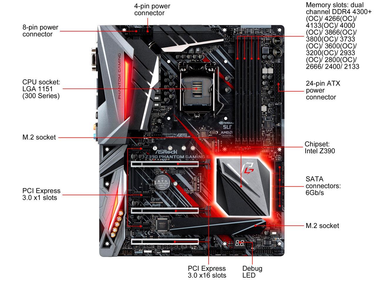 ASRock Z390 Phantom Gaming 6 LGA 1151 (300 Series) Intel Z390 SATA 6Gb/s ATX Intel Motherboard