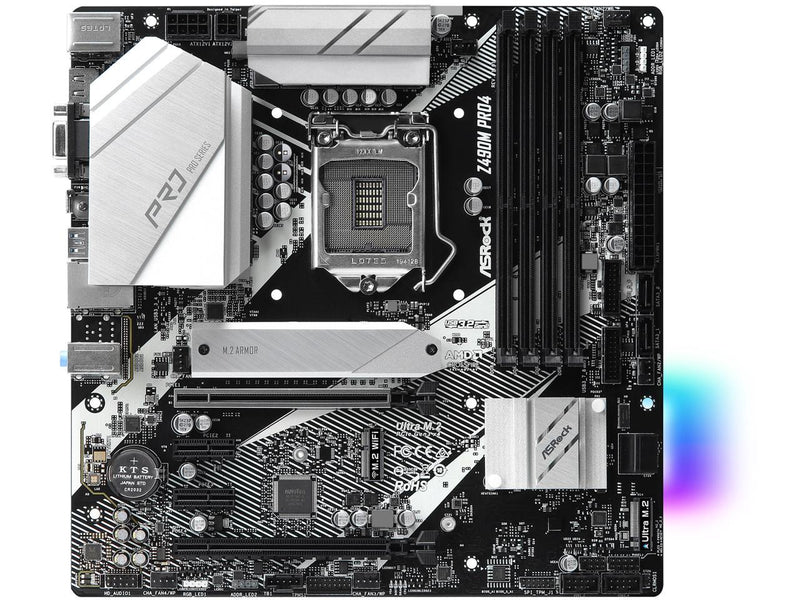 ASRock Z490M Pro4 LGA 1200 Intel Z490 SATA 6Gb/s Micro ATX Intel Motherboard