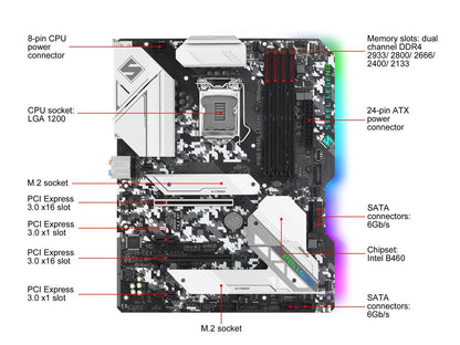 ASRock B460 STEEL LEGEND LGA 1200 Intel B460 SATA 6Gb/s ATX Intel Motherboard