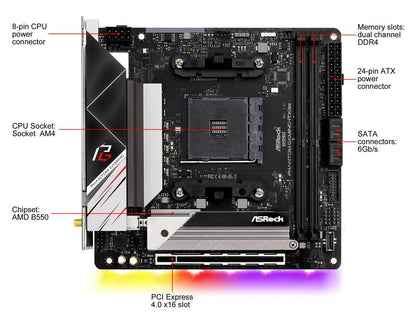 ASRock B550 Phantom Gaming-ITX/ax AM4 AMD B550 SATA 6Gb/s Mini ITX AMD Motherboard
