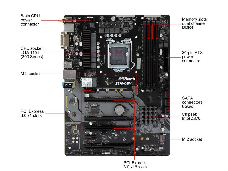 ASRock Z370/OEM LGA 1151 (300 Series) ATX Intel Motherboard
