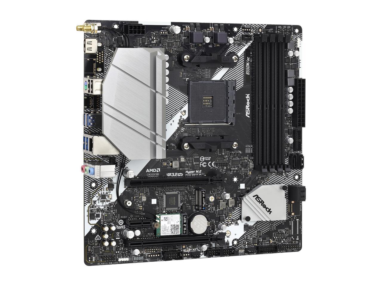 ASRock B550M/AC AM4 AMD B550 SATA 6Gb/s Micro ATX AMD Motherboard