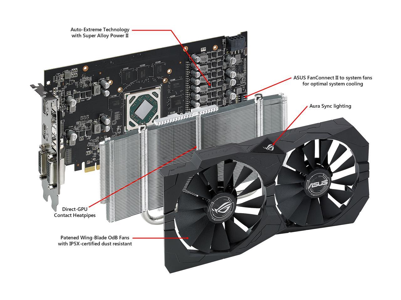 ASUS ROG Strix Radeon RX 570 O4G Gaming OC Edition GDDR5 DP HDMI DVI VR Ready AMD Graphics Card (ROG-STRIX-RX570-O4G-GAMING)