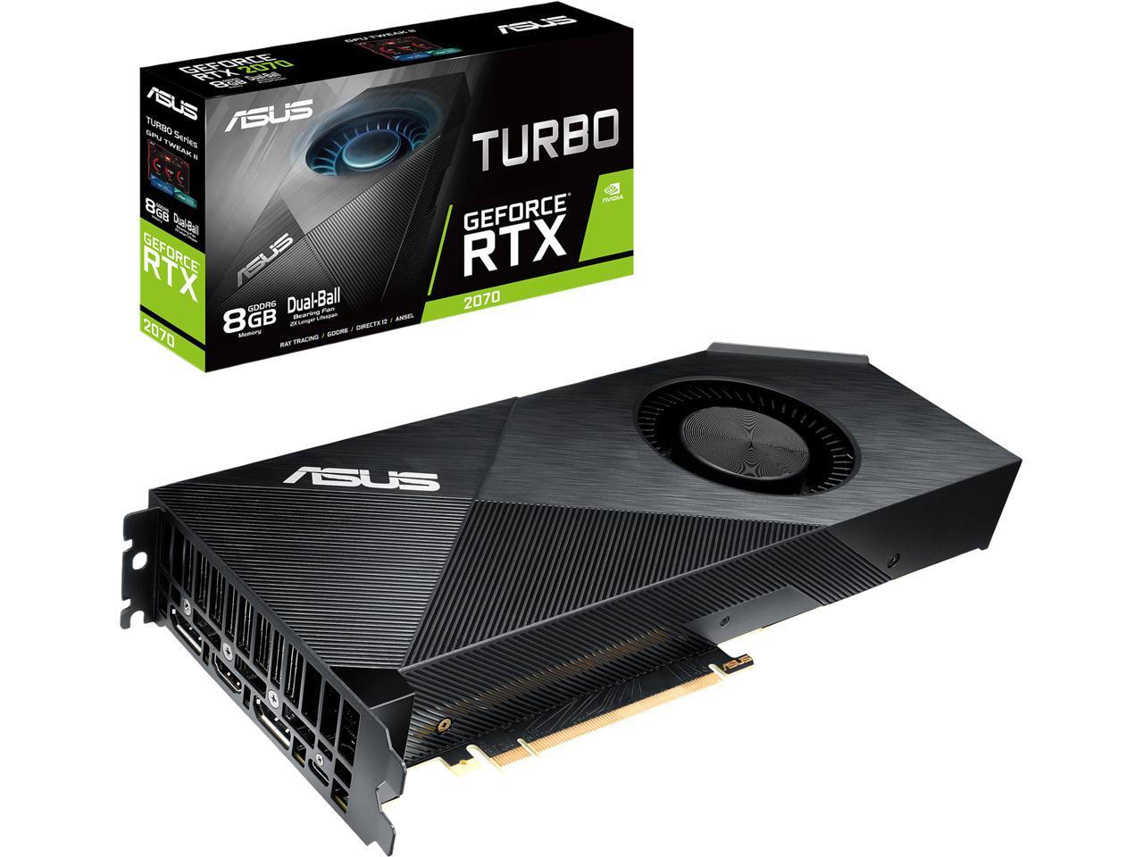 ASUS Turbo GeForce RTX 2070 DirectX 12 TURBO-RTX2070-8G 8GB 256-Bit GDDR6 PCI Express 3.0 HDCP Ready Video Card