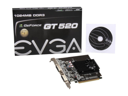 EVGA GeForce GT 520 (Fermi) DirectX 12 (feature level 11_0) 01G-P3-1526-KR 1GB 64-Bit DDR3 PCI Express 2.0 x16 HDCP Ready Video Card