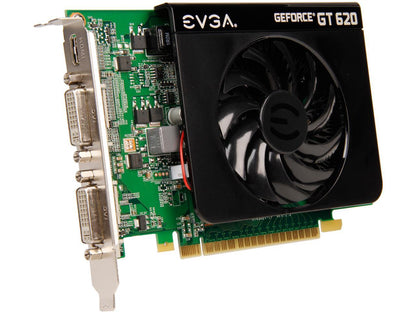 EVGA GeForce GT 620 DirectX 12 (feature level 11_0) 01G-P3-2621-KR 1GB 64-Bit DDR3 PCI Express 2.0 x16 HDCP Ready Video Card