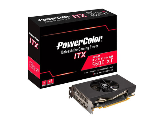 PowerColor Radeon RX 5600 XT DirectX 12 AXRX 5600XT ITX 6GBD6-2DH 6GB 192-Bit GDDR6 PCI Express 4.0 CrossFireX Support ITX Video Card