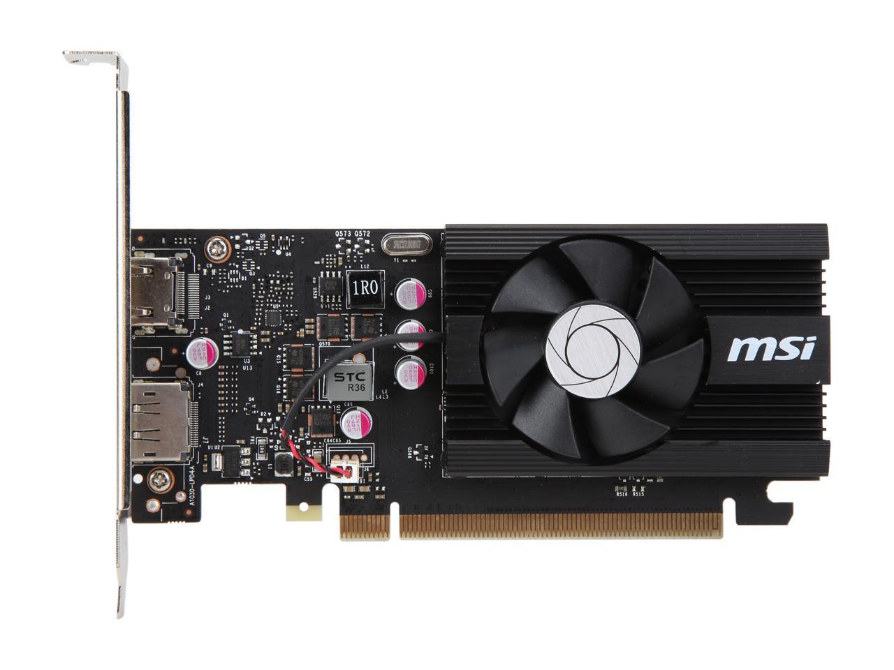 MSI GeForce GT 1030 DirectX 12 GT 1030 2GD4 LP OC 2GB 64-Bit DDR4 PCI Express 3.0 x16 (Uses x4) HDCP Ready Low Profile Video Card