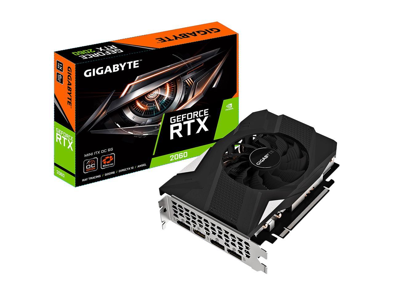 GIGABYTE GeForce RTX 2060 DirectX 12 GV-N2060IXOC-6GD rev. 2.0 6GB 192-Bit GDDR6 PCI Express 3.0 x16 ITX Video Card
