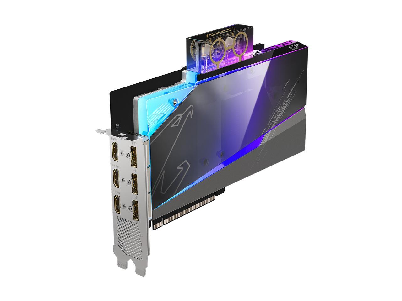 GIGABYTE AORUS GeForce RTX 3080 XTREME WATERFORCE WB 10G Graphics Card, WATERFORCE Water Block Cooling System, 10GB 320-bit GDDR6X, GV-N3080AORUSX WB-10GD Video Card