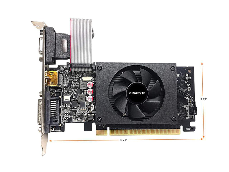 GIGABYTE GeForce GT 710 2GB GDDR5 PCI Express 2.0 x8 Low Profile Video Card GV-N710D5-2GIL