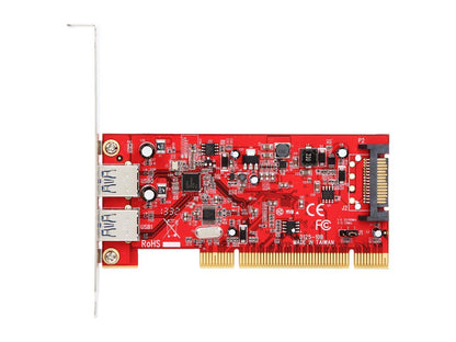 StarTech.com 2 Port PCI SuperSpeed USB 3.0 Adapter Card with SATA Power Model PCIUSB3S22