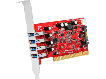 StarTech.com 4 Port PCI SuperSpeed USB 3.0 Adapter Card with SATA / SP4 Power Model PCIUSB3S4