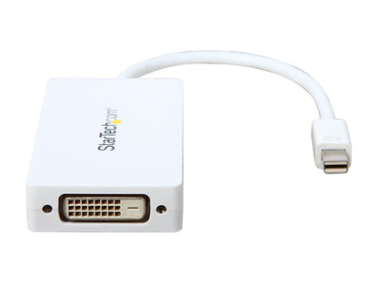 StarTech.com MDP2VGDVHDW Travel A/V Adapter: 3-in-1 Mini DisplayPort to VGA DVI or HDMI Converter - White