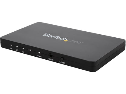 StarTech.com VS421HD4K 4-Port HDMI automatic video switch w/ aluminum housing and MHL support - 4K 30Hz