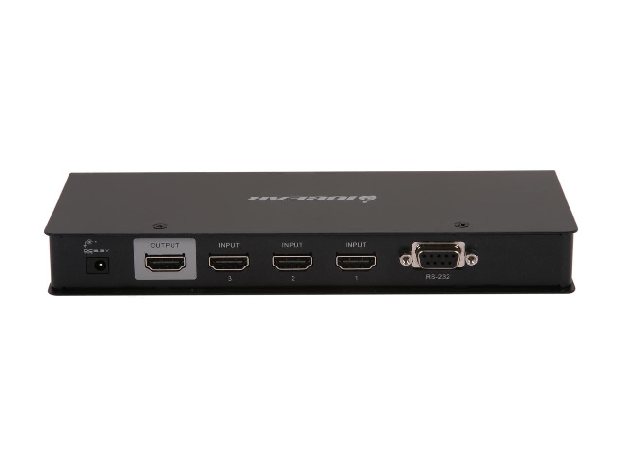 IOGEAR AVIOR 4-Port HD Audio/Video Switch with RS-232 Support GHSW8141