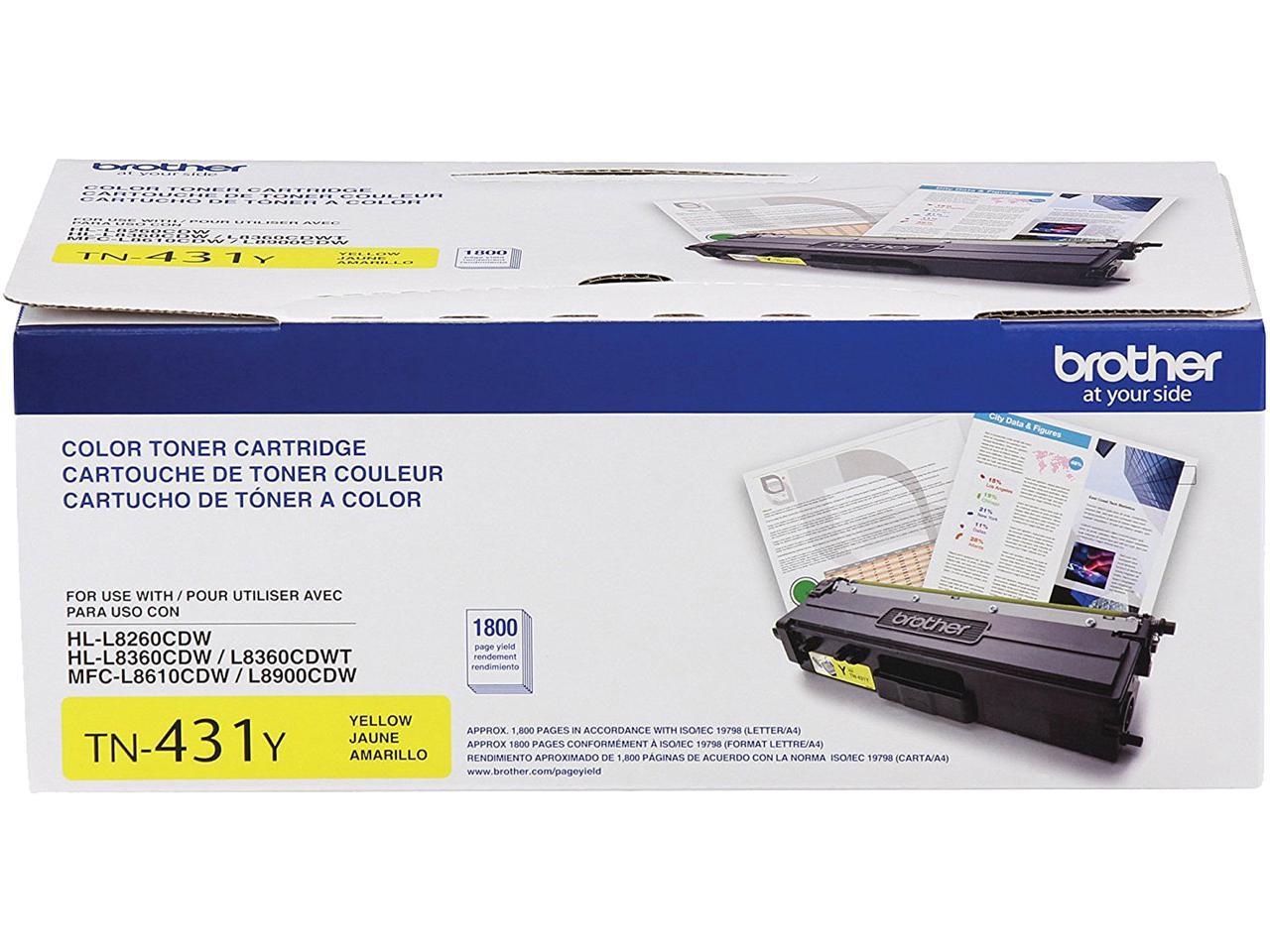 Brother International - TN431Y - Brother TN431Y Toner Cartridge - Yellow - Laser - Standard Yield - 1800 Pages - 1 Each