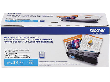 Brother International - TN433C - Brother TN433C Toner Cartridge - Cyan - Laser - High Yield - 4000 Pages - 1 Each