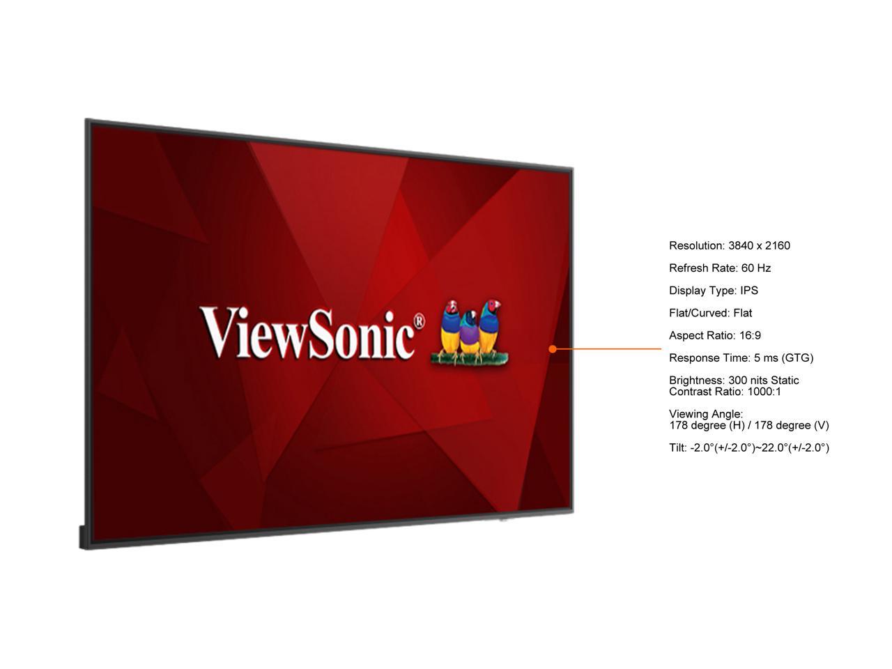 Viewsonic CDE7520 75" 4K Premium Commercial LCD Wireless Presentation Display - 16 GB - 3840 x 2160 - Direct LED - 450 Nit - 3840x2160 Ultra HD - HDMI - USB - Serial - Ethernet