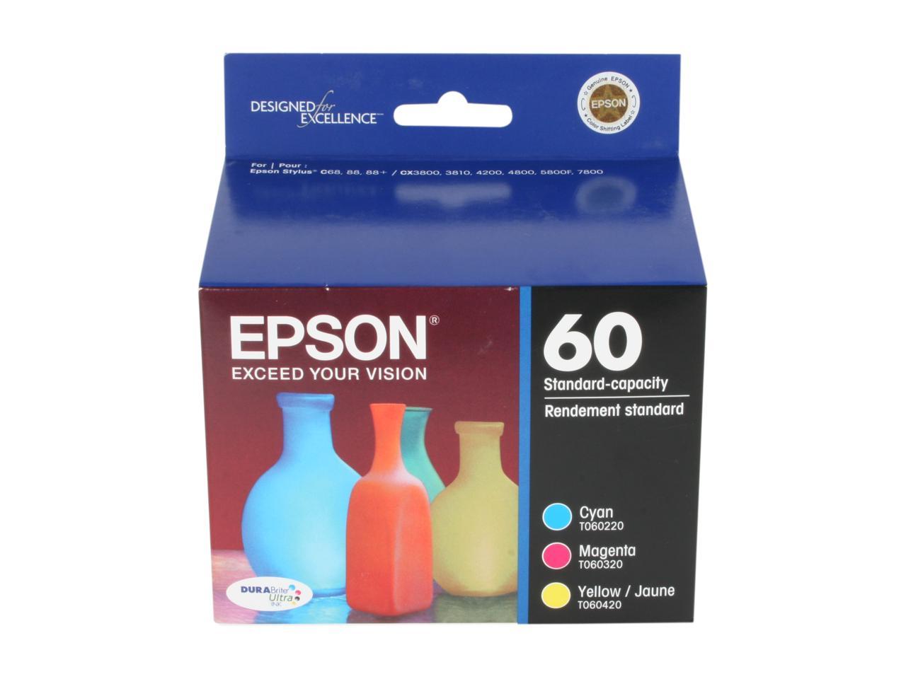 EPSON 60 (T060520) Ink Cartridge, Multi-pack (Cyan, Magenta, Yellow)