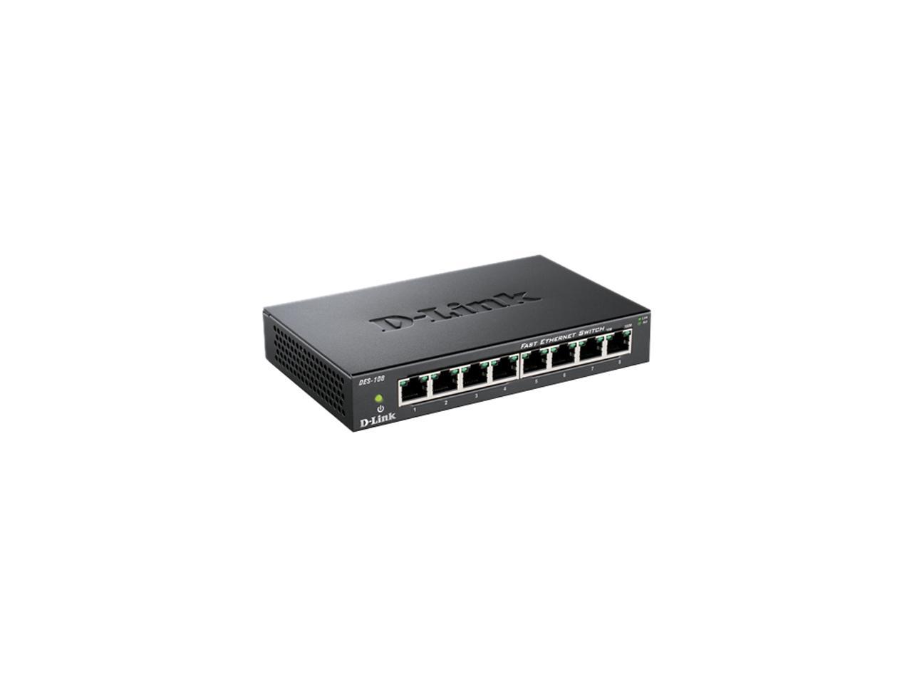 D-Link DES-108 Unmanaged 8-Port Fast Ethernet Switch