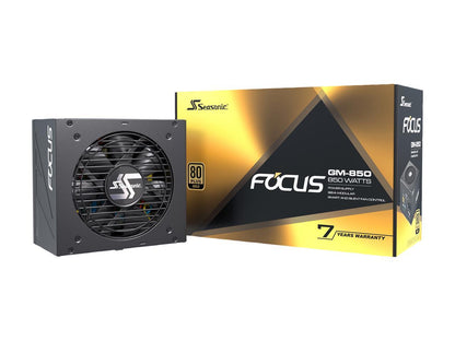 Seasonic FOCUS GM-850, 850W 80+ Gold, Semi-Modular, Fits All ATX Systems, Fan Control in Silent and Cooling Mode, 7 Year Warranty, Perfect Power Supply for Gaming and Various Application