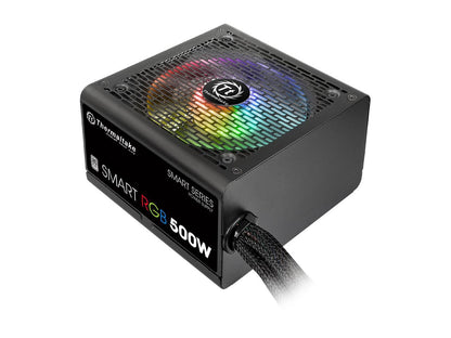 Thermaltake Smart RGB Series 500W SLI/CrossFire Ready Continuous Power ATX 12V V2.3 80 PLUS Certified 5 Year Warranty Active PFC Power Supply Haswell Ready PS-SPR-0500NHFAWU-1