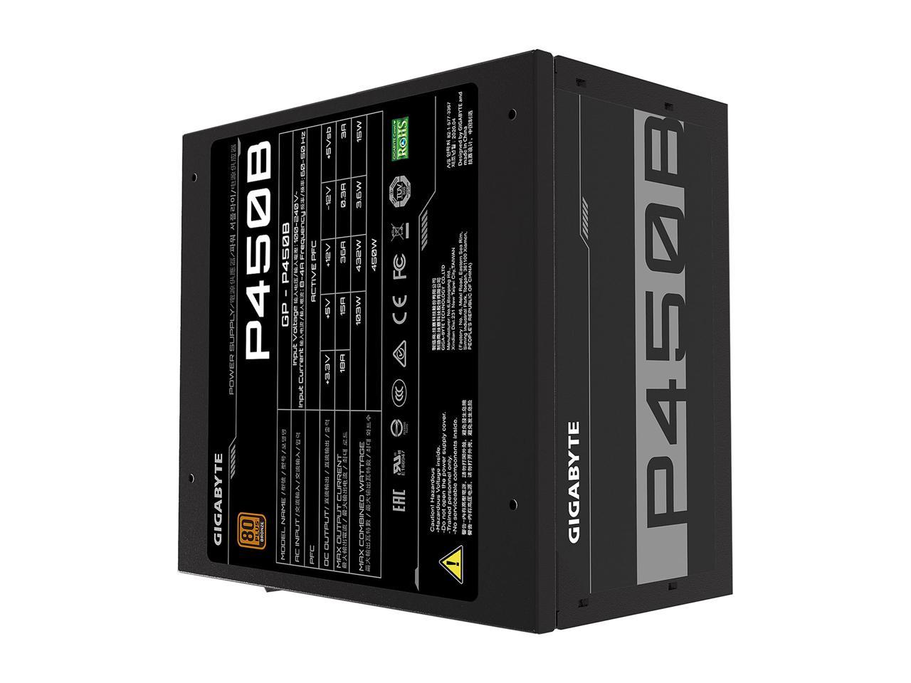 GIGABYTE GP-P450B 450W ATX 12V v2.31 80 PLUS BRONZE Certified Non-Modular Active PFC Power Supply