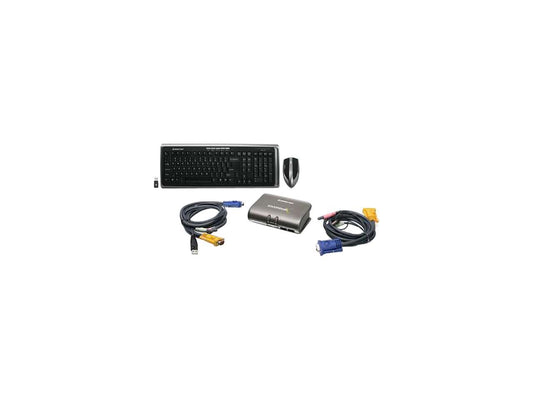 IOGEAR 2-Port Dual Platform KVMP Switch w/ Wireless Keyboard and Mouse Kit