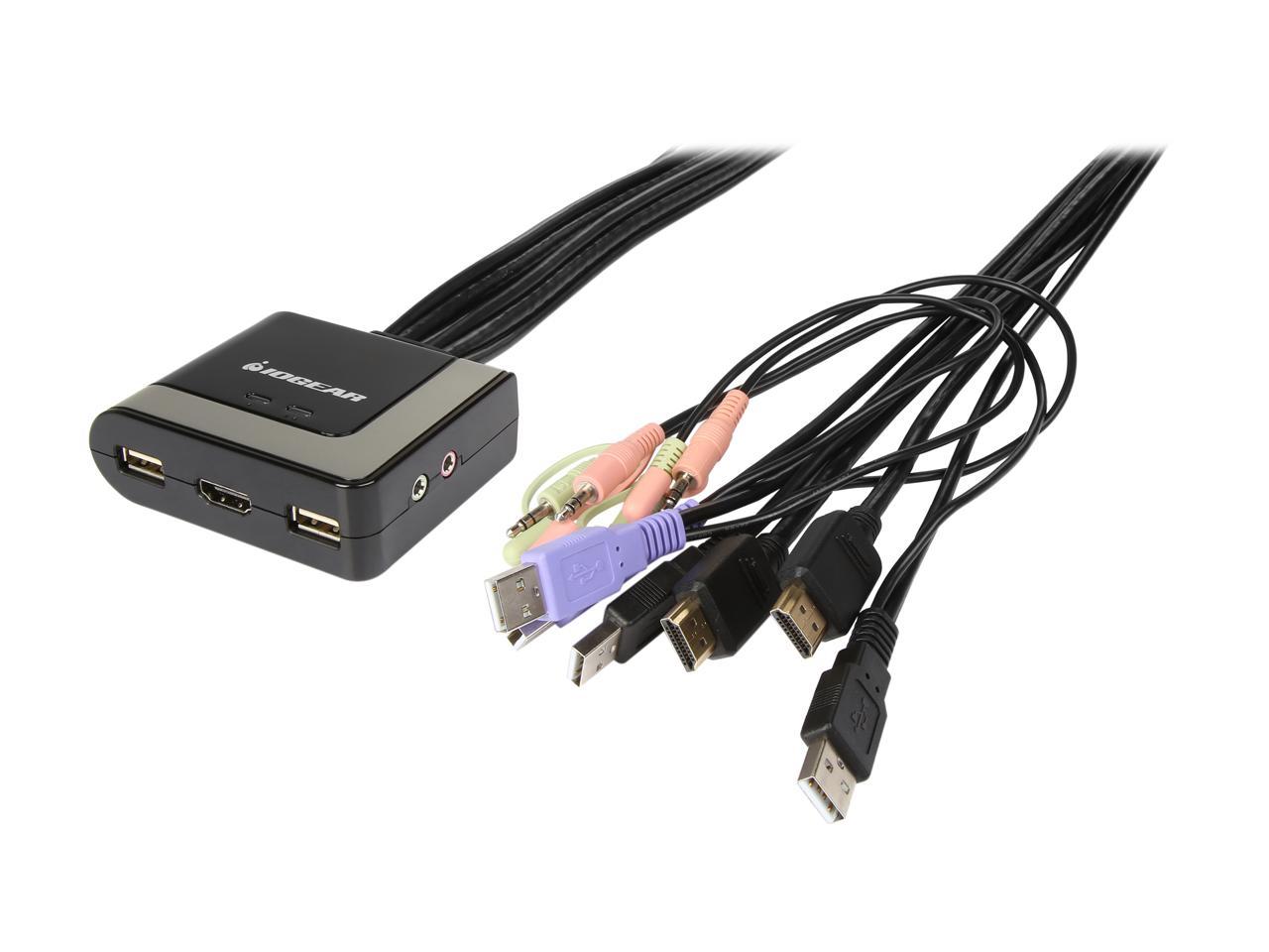 IOGEAR GCS62HDPKIT 2-Port HDMI and DisplayPort Cable KVM Kit with Audio