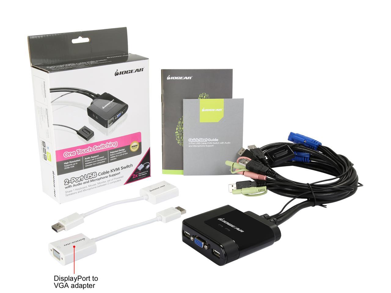 IOGEAR GCS72DPKIT 2-Port VGA and DisplayPort Cable KVM Kit with Audio