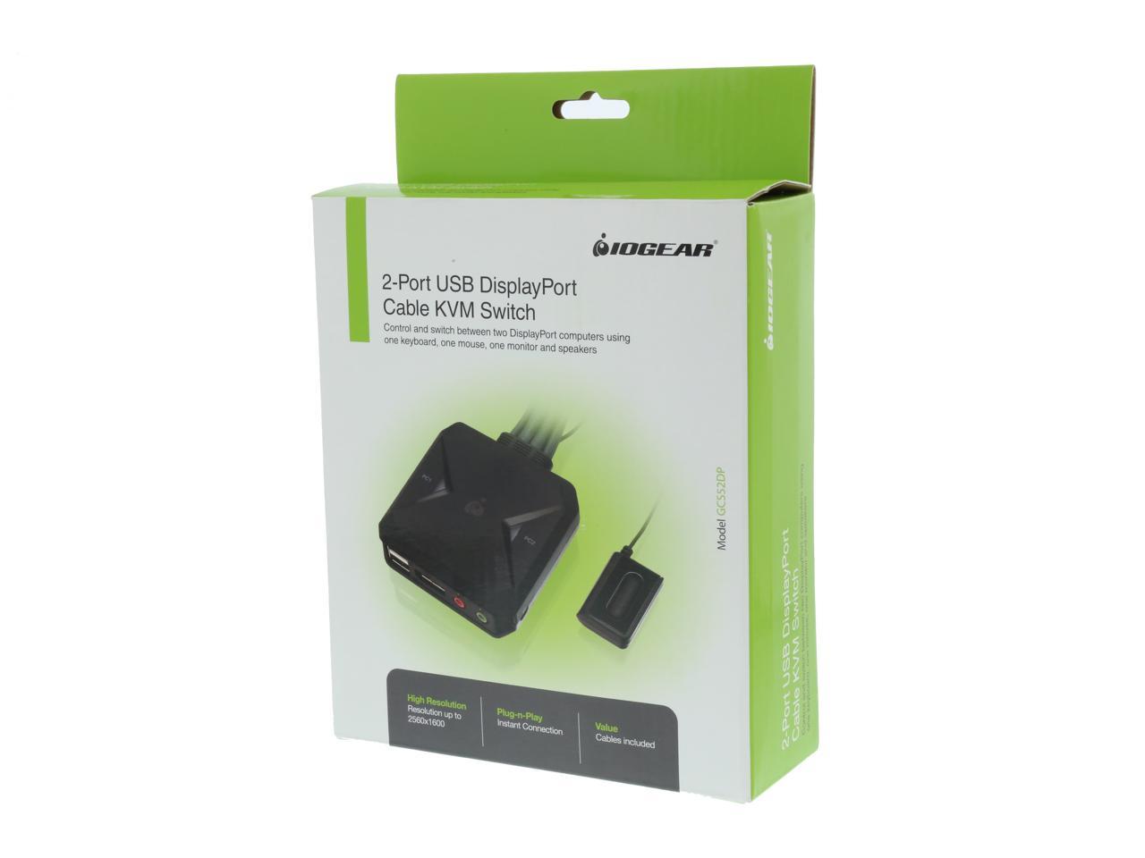 IOGEAR GCS52DP 2-Port USB DisplayPort Cable KVM Switch
