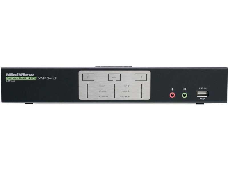 IOGEAR GCS1642X 2-Port Dual View Dual-Link DVI KVMP Switch with USB 2.0 Hub and Audio (TAA Compliant)