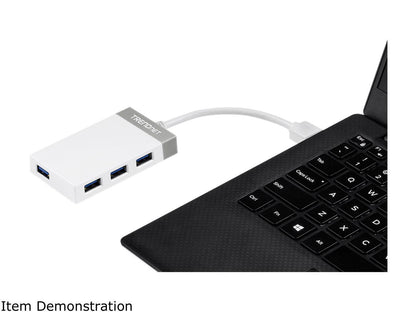 TRENDnet TU3-H4E 4-Port USB 3.0 Mini Hub with integrated 14cm (5.5 in) USB 3.0 Cable for Windows, Mac OS, MacBook, and Surface Pro
