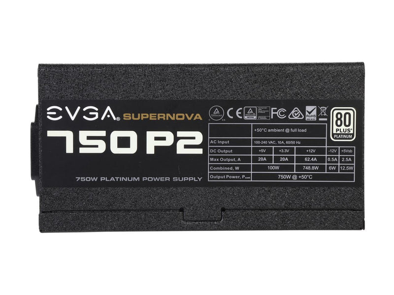 EVGA SuperNOVA 750 P2 220-P2-0750-X1 80+ PLATINUM 750W Fully Modular EVGA ECO Mode Includes FREE Power On Self Tester Power Supply