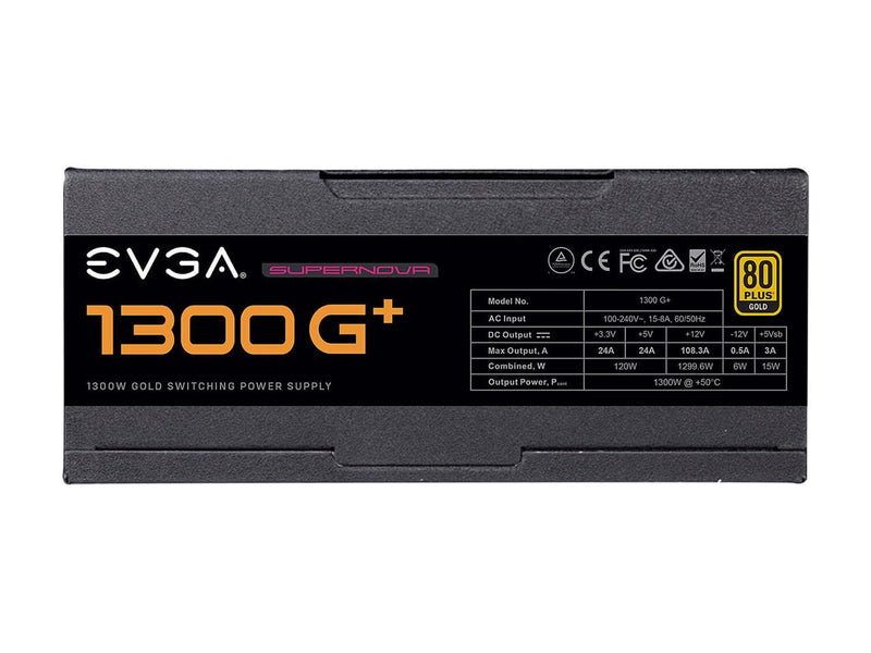 EVGA SuperNOVA 1300 G+, 80+ GOLD 1300W, Fully Modular, 10 Year Warranty, Includes FREE Power On Self Tester, Power Supply - 220-GP-1300-X1