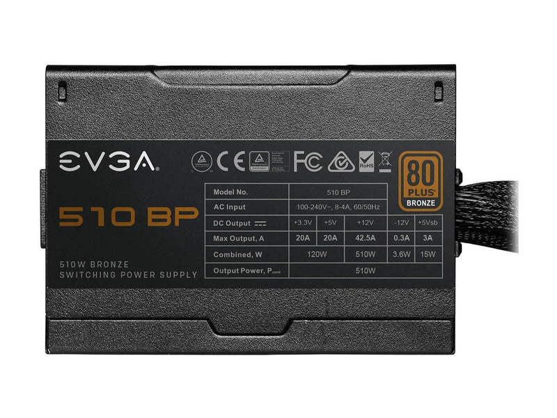 EVGA 510 BP, 80+ BRONZE 510W, 3 Year Warranty, Power Supply 100-BP-0510-K1