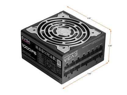 EVGA SuperNOVA 1000 P6, 80 Plus Platinum 1000W, Fully Modular, Eco Mode with FDB Fan, 10 Year Warranty, Includes Power ON Self Tester, Compact 140mm Size, Power Supply 220-P6-1000-X1