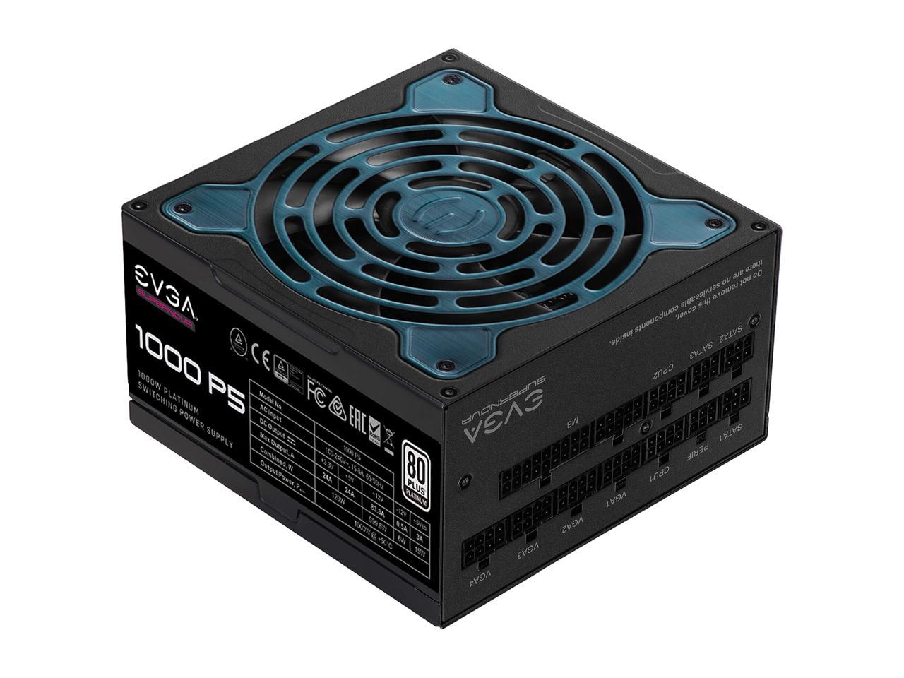 EVGA SuperNOVA 1000 P5, 80 Plus Platinum 1000W, Fully Modular, Eco Mode with FDB Fan, 10 Year Warranty, Includes Power ON Self Tester, Compact 150mm Size, Power Supply 220-P5-1000-X1
