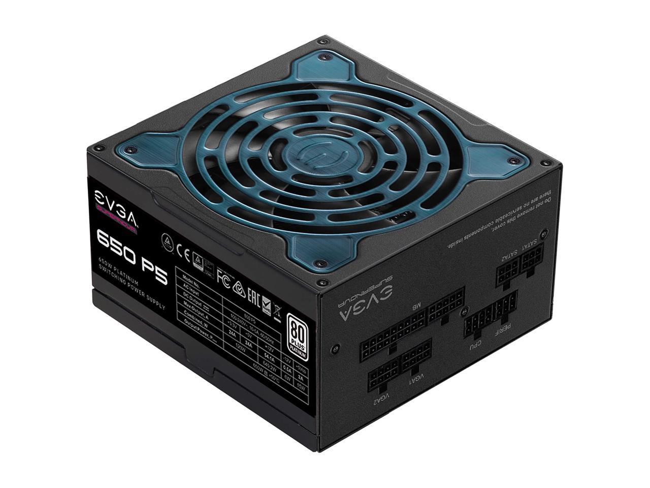 EVGA SuperNOVA 650 P5, 80 Plus Platinum 650W, Fully Modular, Eco Mode with FDB Fan, 10 Year Warranty, Includes Power ON Self Tester, Compact 150mm Size, Power Supply 220-P5-0650-X1