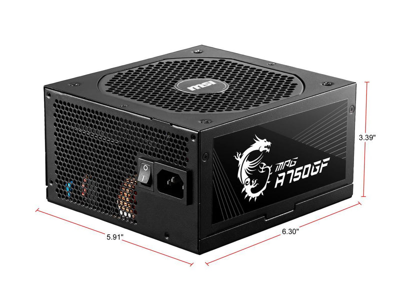 MSI MPG A750GF 750 W ATX 80 PLUS GOLD Certified Full Modular Active PFC Power Supply
